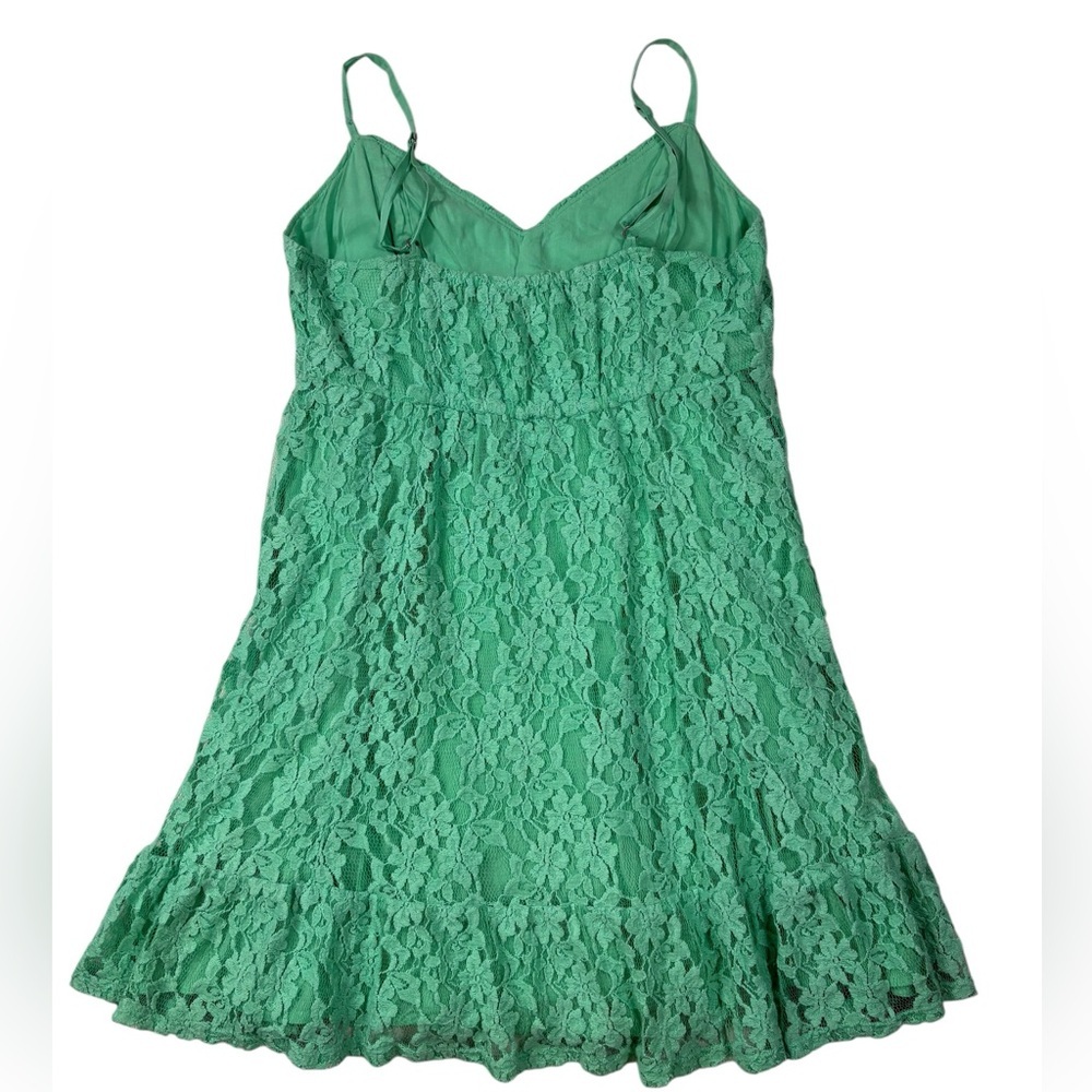 NWT Hollister Green Lace Empire Waist Chemise Cami Spaghetti Strap Dress |Size L - Picture 4 of 15